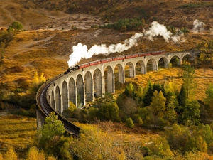 ##, Glenfinnan Viaduct, Scotland, steam train, Great Britain