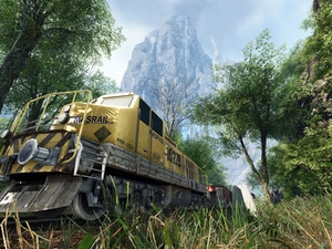 Mountains, locomotive, Train