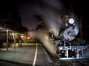 Night, Petrol Locomotive, Railway Station