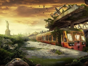 platform, damaged, Train