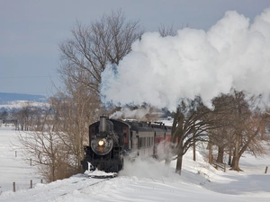 snow, Train, Steam