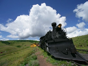 snowy, locomotive, plough