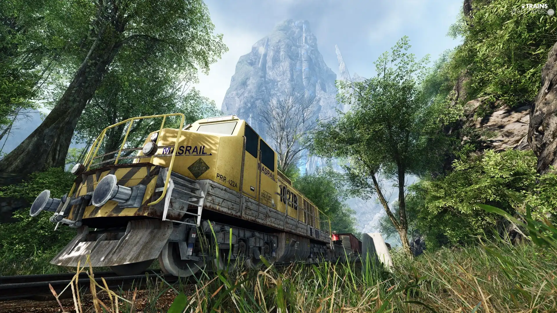 Mountains, locomotive, Train