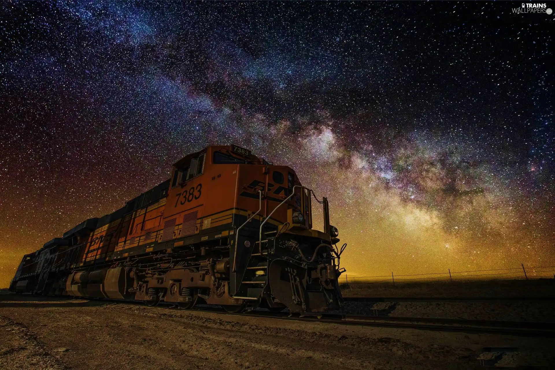 locomotive, star, Sky, Night